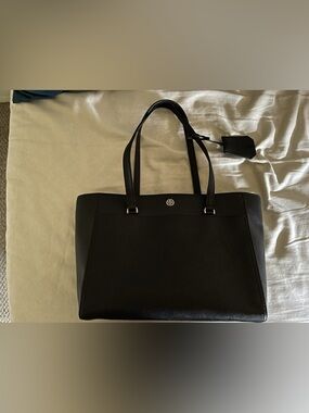 TORY BURCH - Black Leather Tote Bag - Classic Women's - Robinson Saffiano